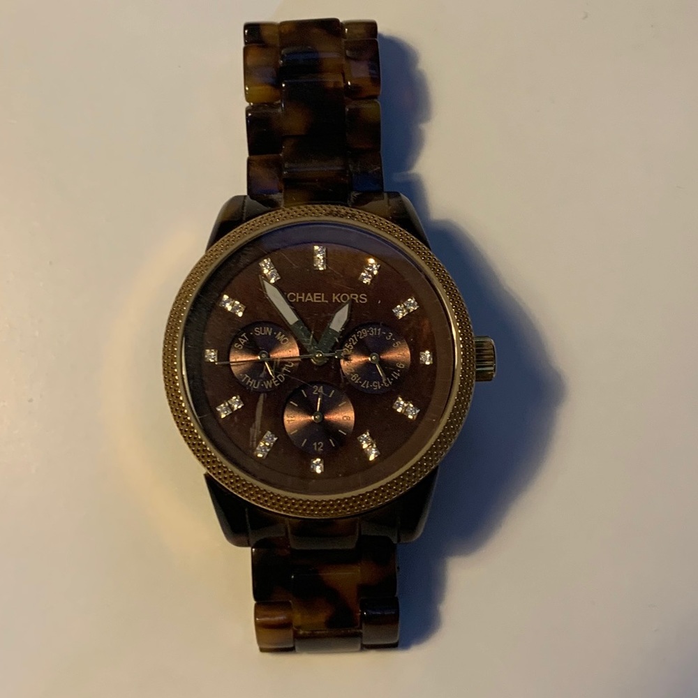 Michael Kors Tortoise and Gold Watch